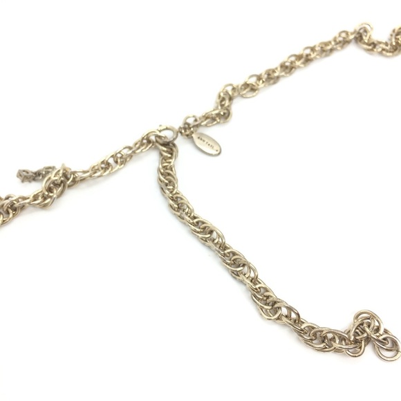 VINTAGE ANN TAYLOR AB AURORA BOREALIS BEAD CHAIN DANGLE NECKLACE GOLD TONE BELT - Picture 15 of 15